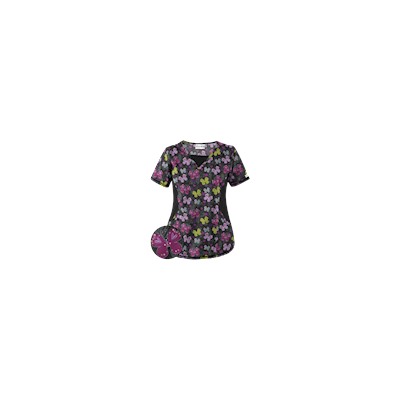 UA Butterfly Bounty Black Print Scrub Top