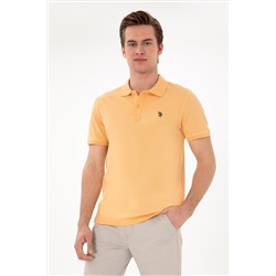 Erkek Slim Fit Polo Yaka Turuncu Basic Tişört