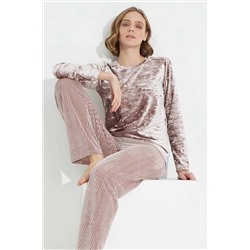 Siyah İnci Vizon Kadife Pijama Takım 22278769