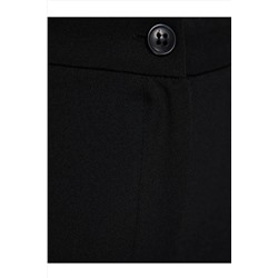 Siyah Straight/Düz Kesim Yüksek Bel Nervür Dikişli Dokuma Pantolon TBBSS22PL0301