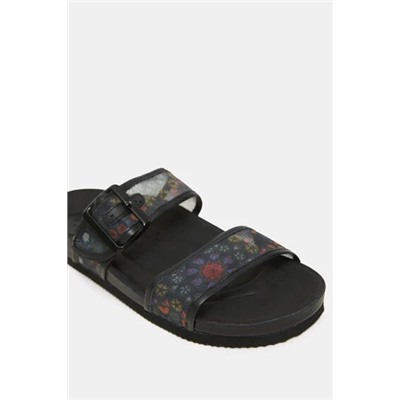 Sandalias tiras estampadas con hebilla