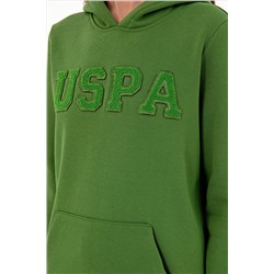 Kadın Yeşil Basic Kapüşonlu Sweatshirt