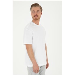 Erkek Comfort Fit Bisiklet Yaka Beyaz Tişört