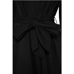 Siyah Kuşaklı Kısa Dokuma %100 Pamuklu Büyük Beden Kimono&Kaftan TBBSS25DE00000