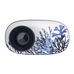 Набор, 2 пр, блюдо/салатник, керамика К, белое/синий, Синие кораллы, Blue Coral, 63289