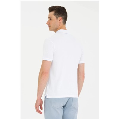 Erkek Beyaz Basic Polo Yaka Tişört