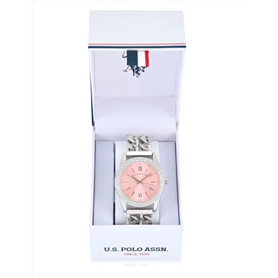LADIES CLASSIC SILVER AND PINK BRACELET WATCH
