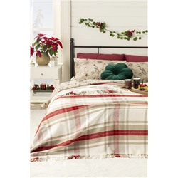 English Home Mackenzie Simli Pamuklu Çift Kişilik Battaniye 200x220 cm Bej – Kırmızı 10033082