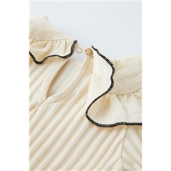 RIBBED TOP WITH BOW AND COLLAR DETAIL