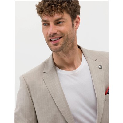 Bej Çizgili Ekstra Slim Fit Takım Elbise