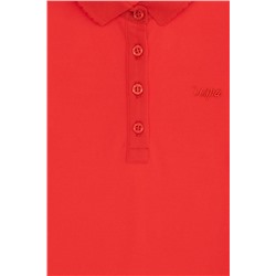 Kız Çocuk Kırmızı Basic Polo Yaka Tişört