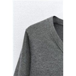 PLAIN 3/4 SLEEVE KNIT SWEATER