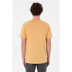 Erkek Regular Fit Bisiklet Yaka Turuncu Basic Tişört