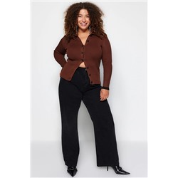 Trendyol Curve Antrasit Yüksek Bel Geniş Kesim Jeans TBBSS22JE0211