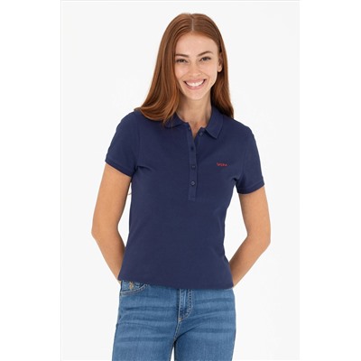 Kadın Lacivert Basic Polo Yaka Tişört