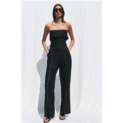STRAPLESS LINEN BLEND JUMPSUIT