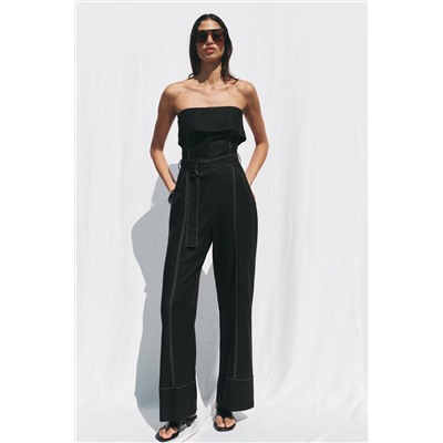 STRAPLESS LINEN BLEND JUMPSUIT