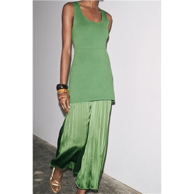 PLEATED KNIT COMBINATION DRESS