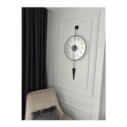 MetaQuartz Aksesuar Gravity Pendulum Siyah 40 Çap-80 Boy , Camlı Modern Dekoratif Sarkaçlı Metal Duvar Saatii Meta-040120003
