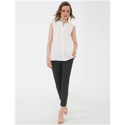 Ekru Slim Fit Kolsuz Gömlek