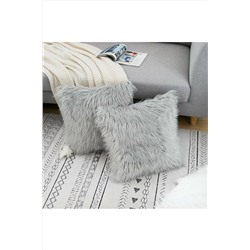 LadiesHome Açık Gri Peluş Kırlent Kılıfı 1.sınıf Kumaş MWpls001