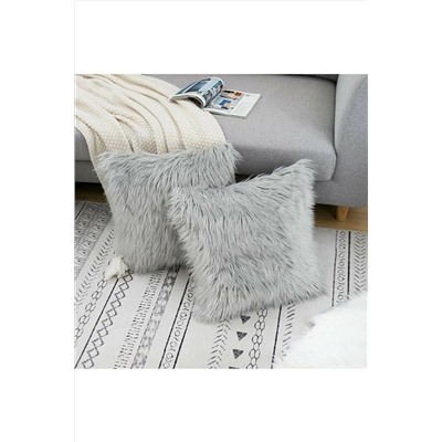 LadiesHome Açık Gri Peluş Kırlent Kılıfı 1.sınıf Kumaş MWpls001