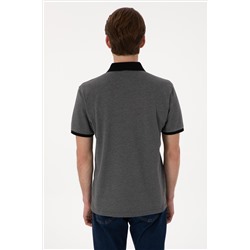 Erkek Regular Fit Polo Yaka Antrasit Melanj Basic Tişört