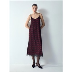 Платье миди из кружева, PL1700/sway bordo