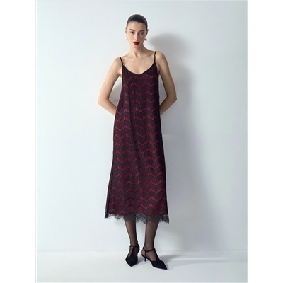 Платье миди из кружева, PL1700/sway bordo