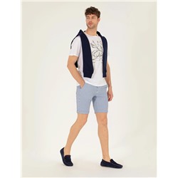 Koyu Mavi Slim Fit Beli Lastikli Şort Şort