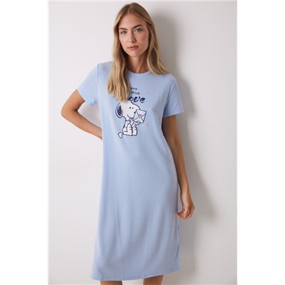 Camisón midi canalé rayas Snoopy