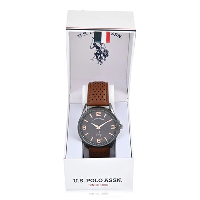 MENS PERFORATED BROWN STRAP ANALOG WATCH