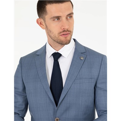 %100 Yün Mavi Ekstra Slim Fit Takım Elbise