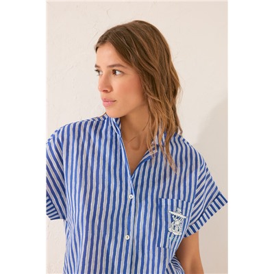 Pijama corto camisero rayas azul Garfield