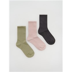 Socken aus Rippstrick mit hohem Baumwollanteil, 3er-Pack