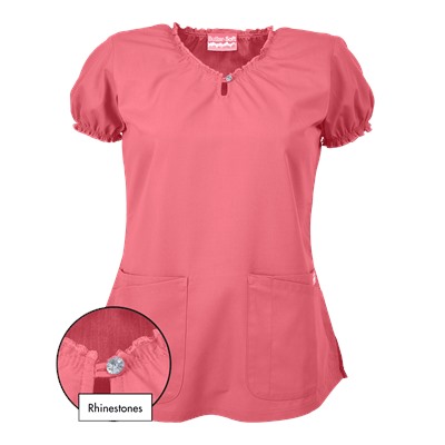 Butter-Soft Scrubs by UA™ Keyhole Neck Top w/ Rhinestone Detail