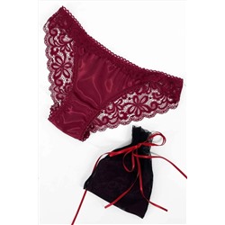 Pierre CardinKadın Bordo 2642y Dantel Saten Keseli Tek Slip