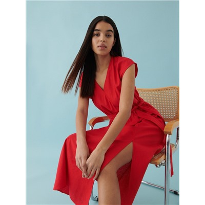 Kleid Aus Leinen-Mix
