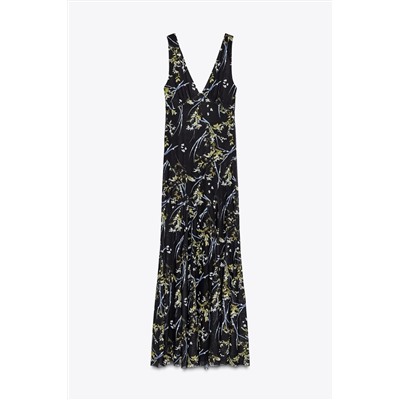 LONG FLORAL TULLE DRESS