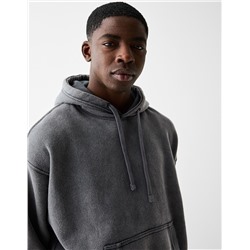 Faded-effect boxy fit hoodie