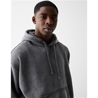 Faded-effect boxy fit hoodie