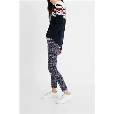 Pantalon skinny tobillero flores