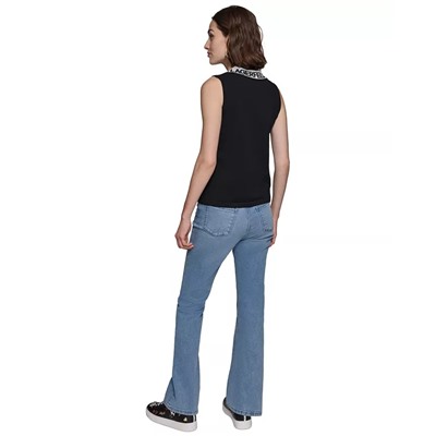 KARL LAGERFELD PARIS Women's Sleeveless Logo Polo Sweater
