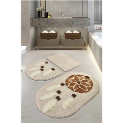 Chilai Home Rüya Kahve 3lü Set Banyo Halısı Yıkanabilir Kaymaz Taban 8694545032163