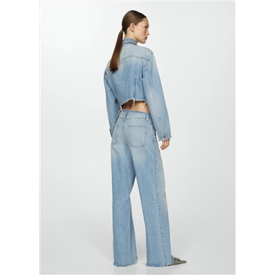 Jeans wideleg terminaciones deshilachadas