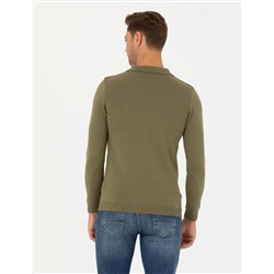Haki Slim Fit Kazak