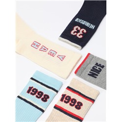 PACK OF 5 PAIRS OF PRINTED RIBBED SOCKS