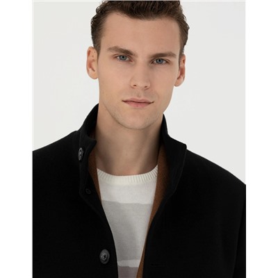 Siyah Slim Fit Palto
