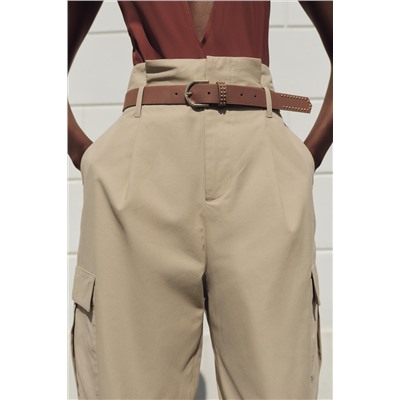 BELTED PAPERBAG CARGO TROUSERS