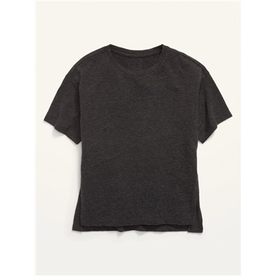 Slub-Knit Drop-Shoulder Tunic T-Shirt for Girls